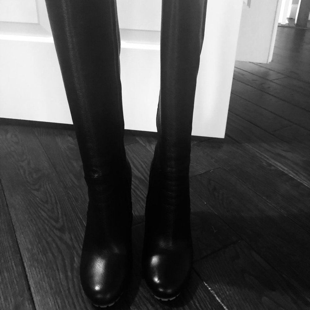 Black Knee-High Leather Boots